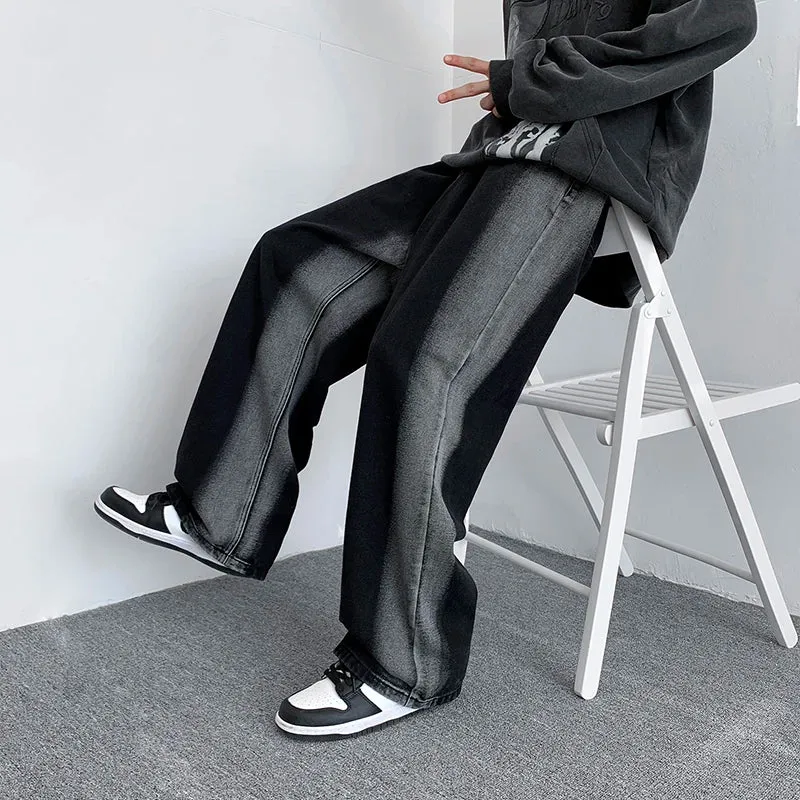 Bonsir American straight striped tie-dye men's jeans loose high street vibe hip hop pants brand men's clothing