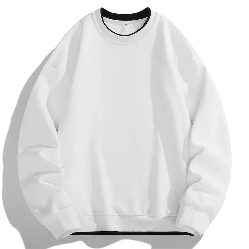 BONSIR  -  Men's 2024 Pullover Round Neck Fashionable Splicing Solid Color Loose Casual Long Sleeved T-shirt Versatile Long Sleeved Tops