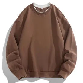 BONSIR  -  Men's 2024 Pullover Round Neck Fashionable Splicing Solid Color Loose Casual Long Sleeved T-shirt Versatile Long Sleeved Tops
