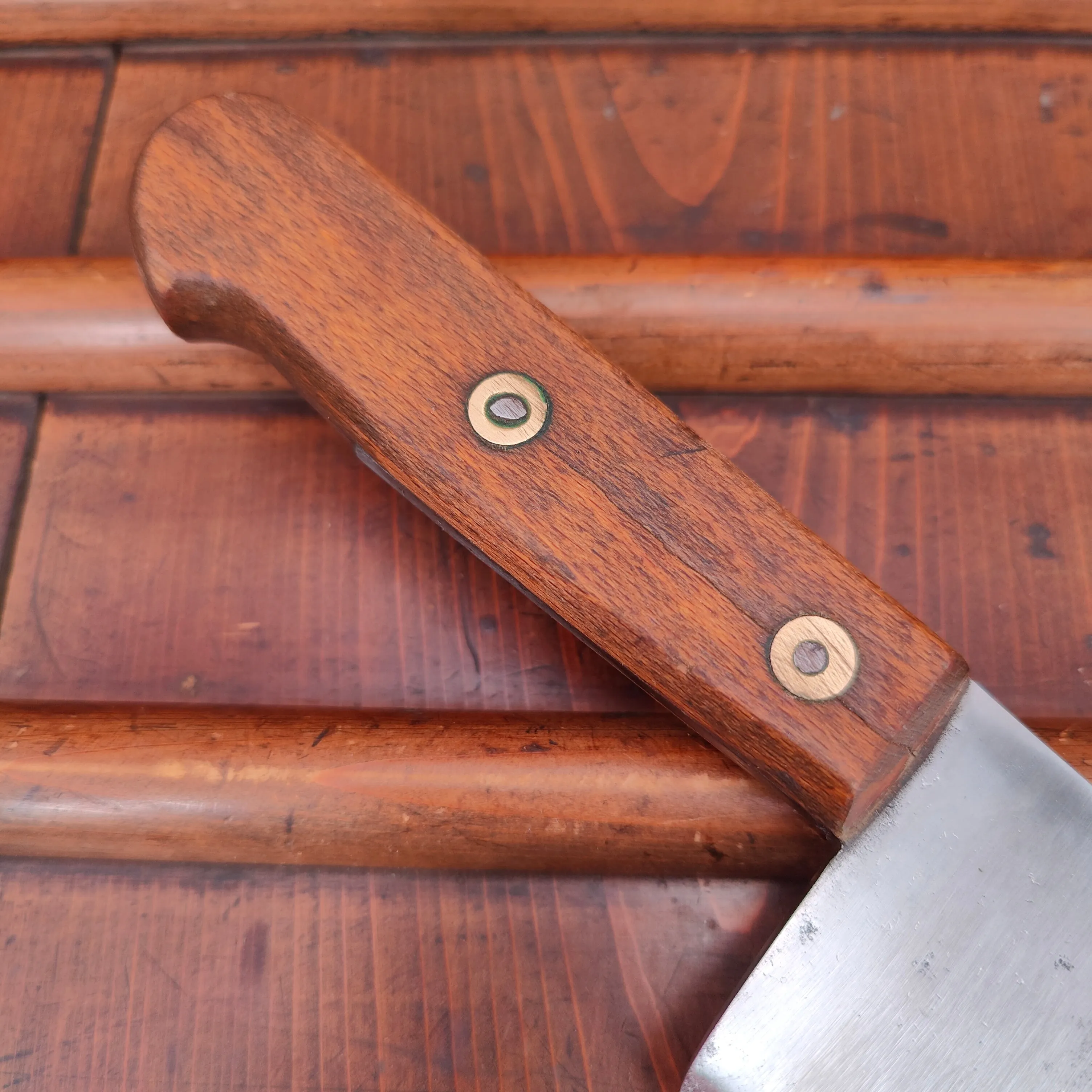 Bourgade 7" Cleaver Carbon Steel Rosette Rivets 1930's-50's? 10oz