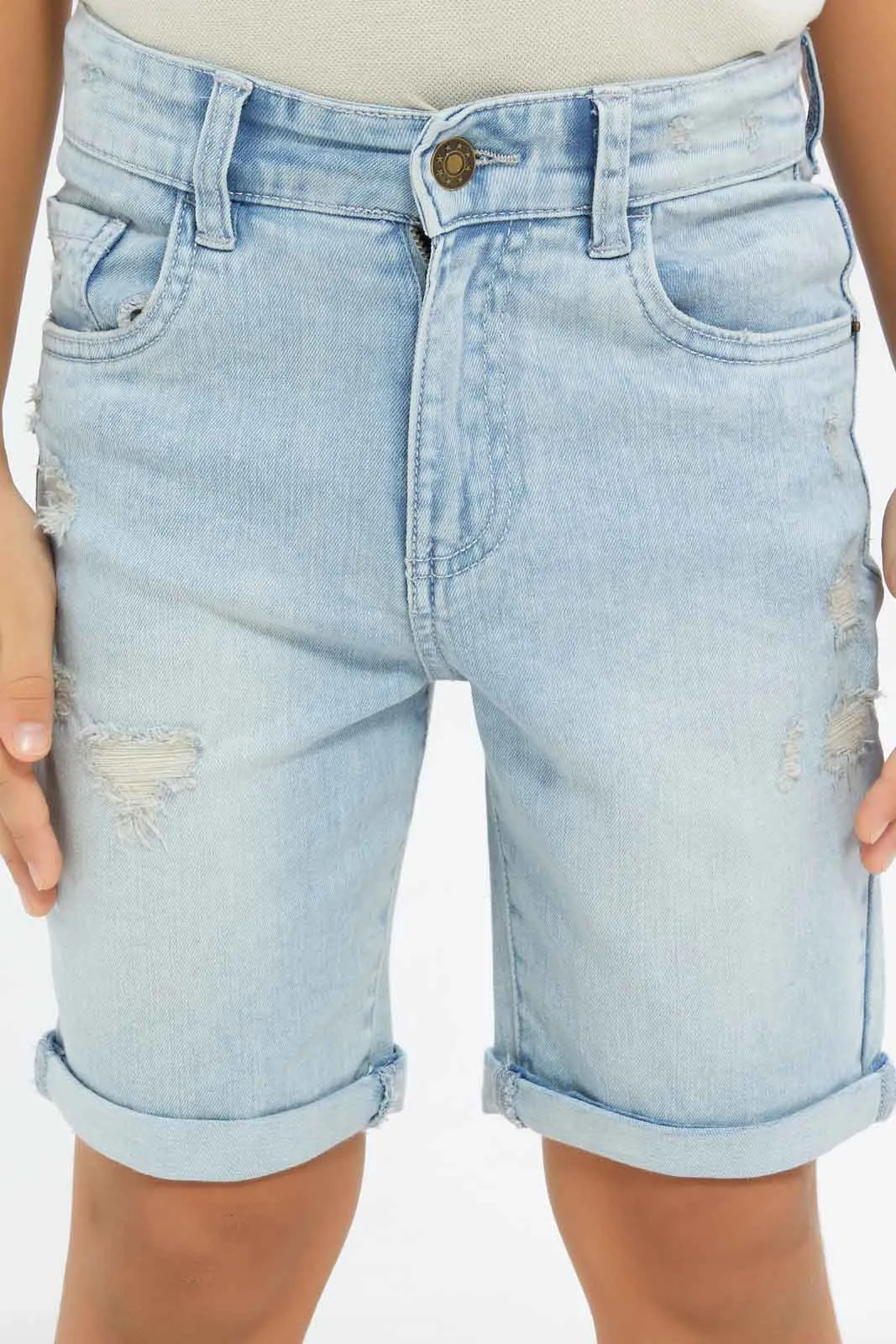 Boys Blue Ripped Shorts