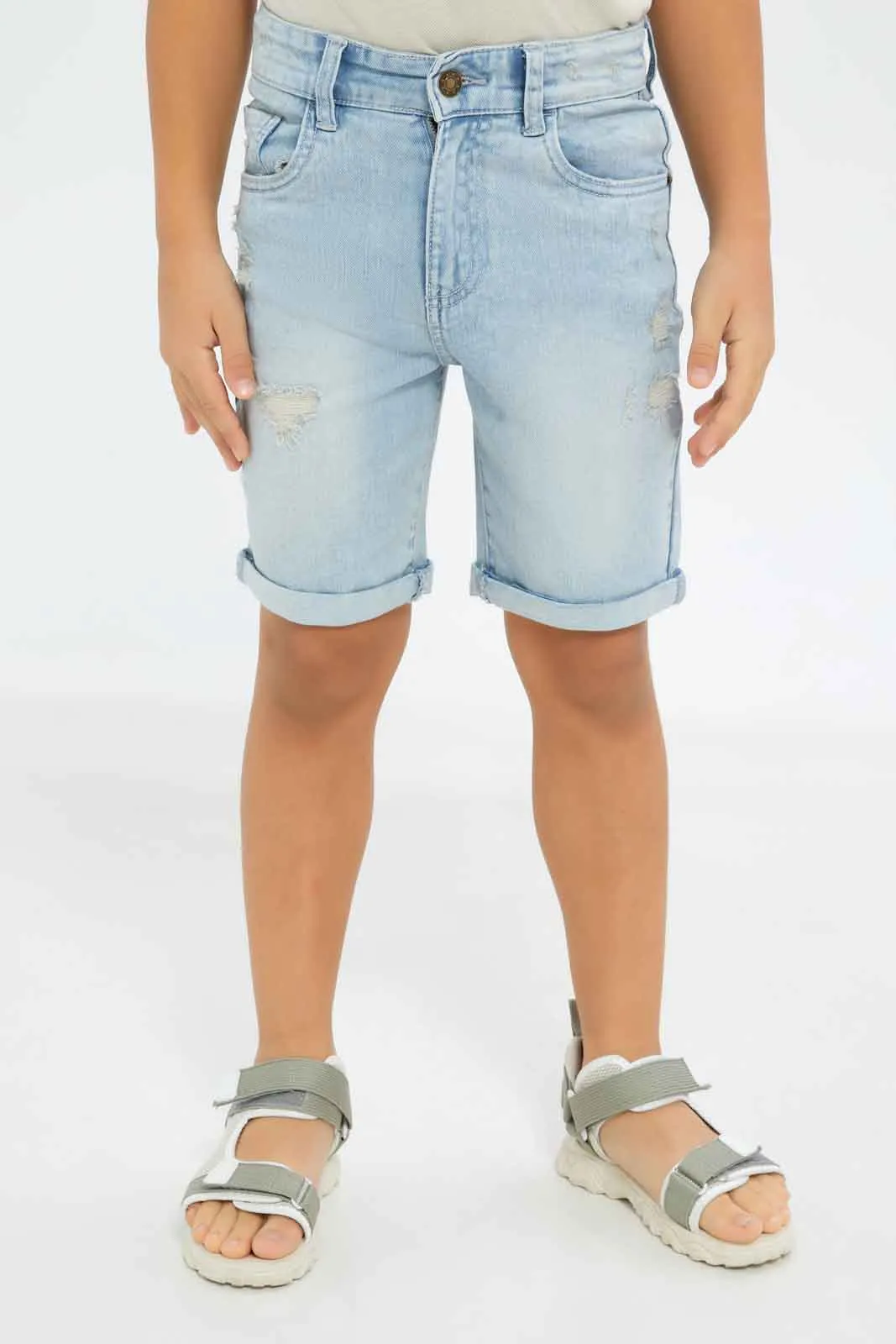 Boys Blue Ripped Shorts