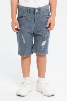 Boys Grey Ripped 5 Pocket Short