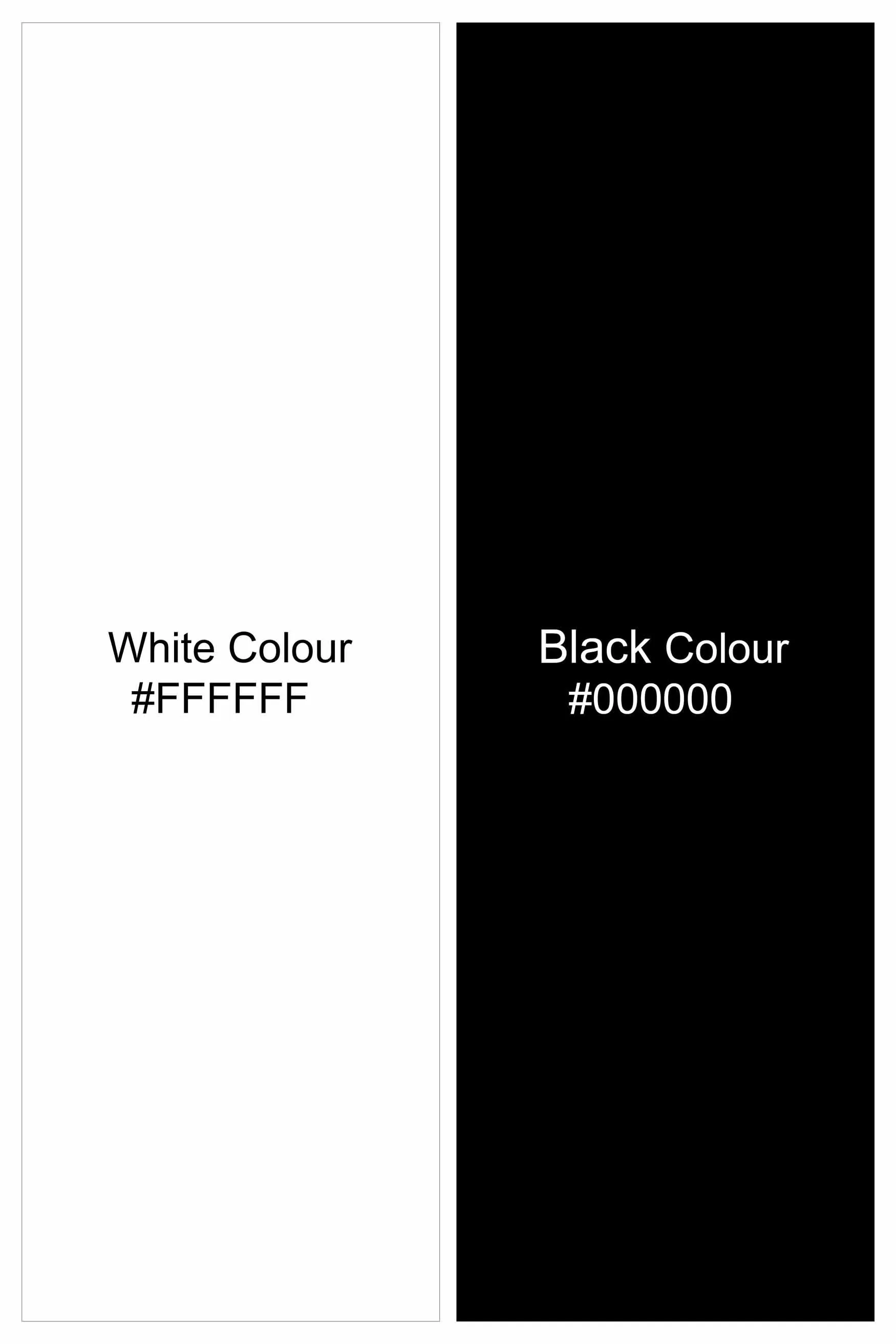 Bright White and Black Dobby Textured Premium Giza Cotton Shirt