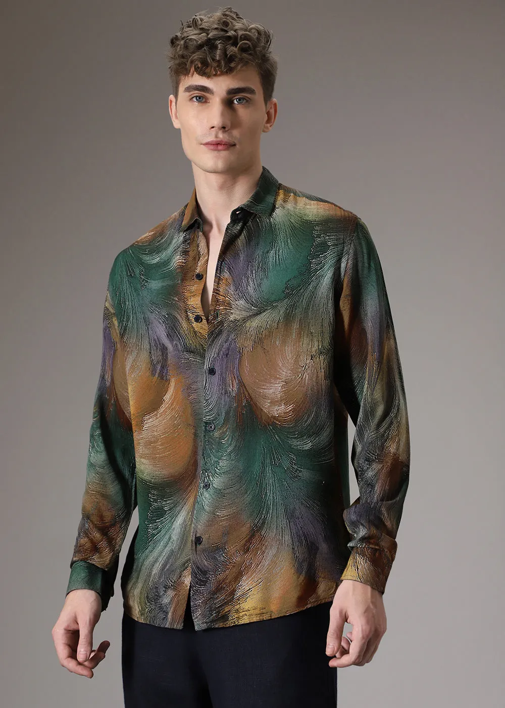 Brush Teal Feather Shirt