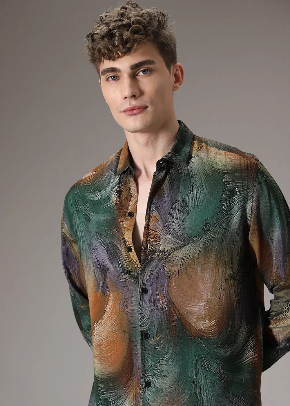 Brush Teal Feather Shirt