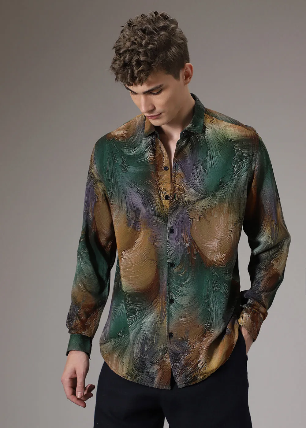 Brush Teal Feather Shirt