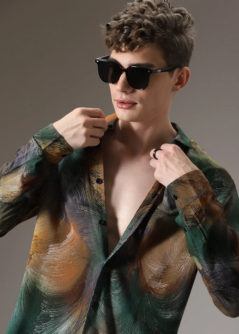 Brush Teal Feather Shirt