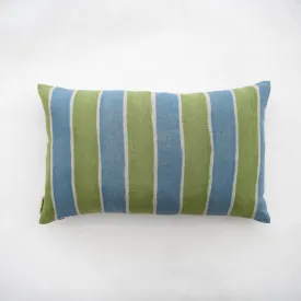 Cathy Callahan 16" x 26" Hand Painted Bolster - Sky Matcha Stripe