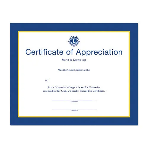 CERTIFICATE FOR GUEST SPEAKERS