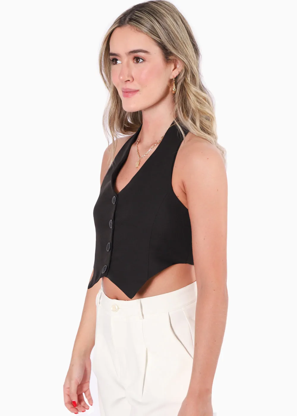 Chaleco corto tipo halter - RASHIDA