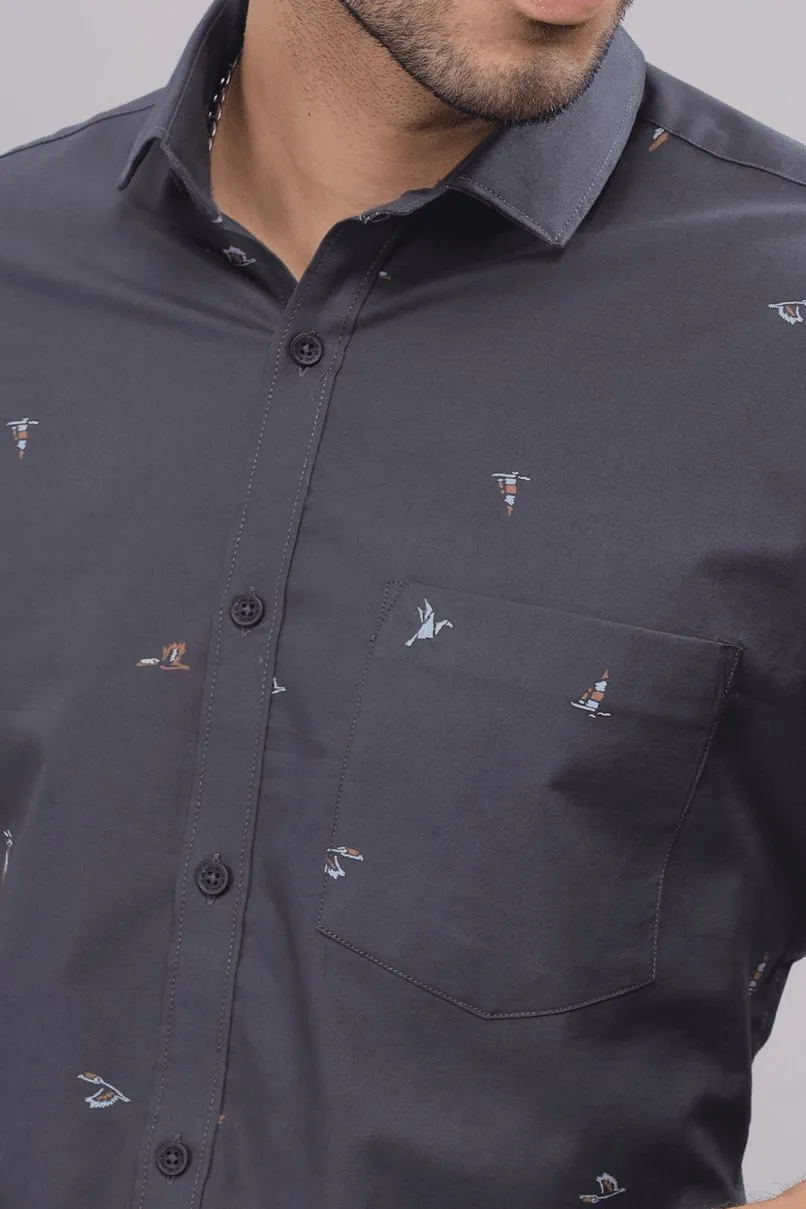 Charcoal Grey Print -Full-Stain Proof