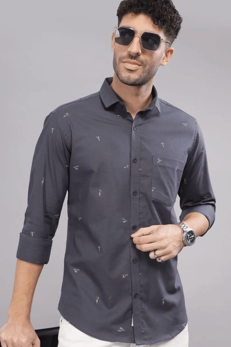 Charcoal Grey Print -Full-Stain Proof