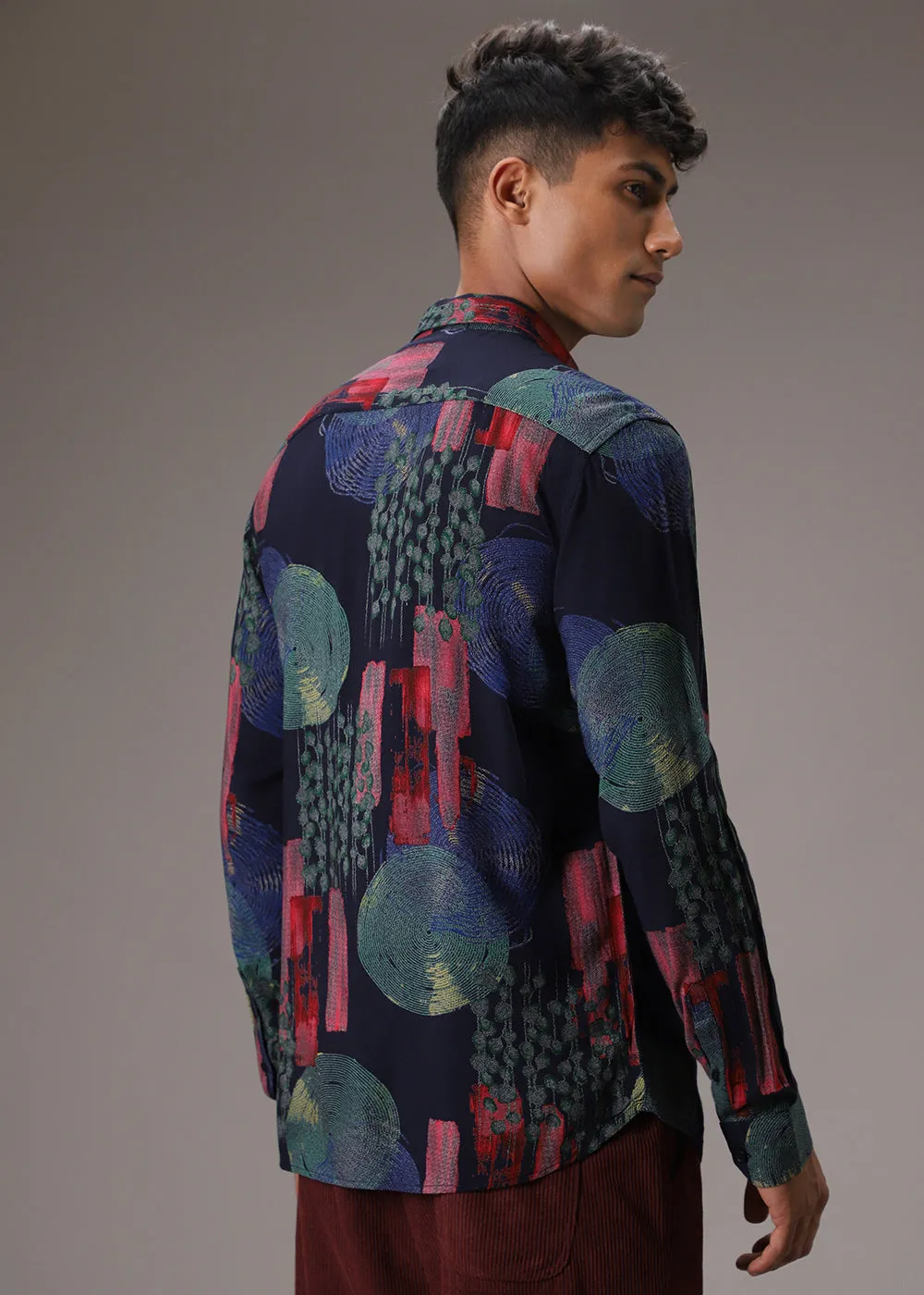 Circular Abstract Blue Feather Shirt