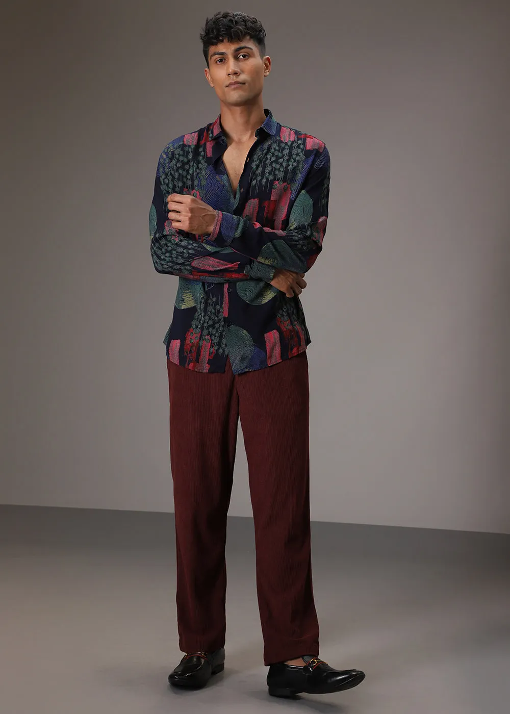Circular Abstract Blue Feather Shirt