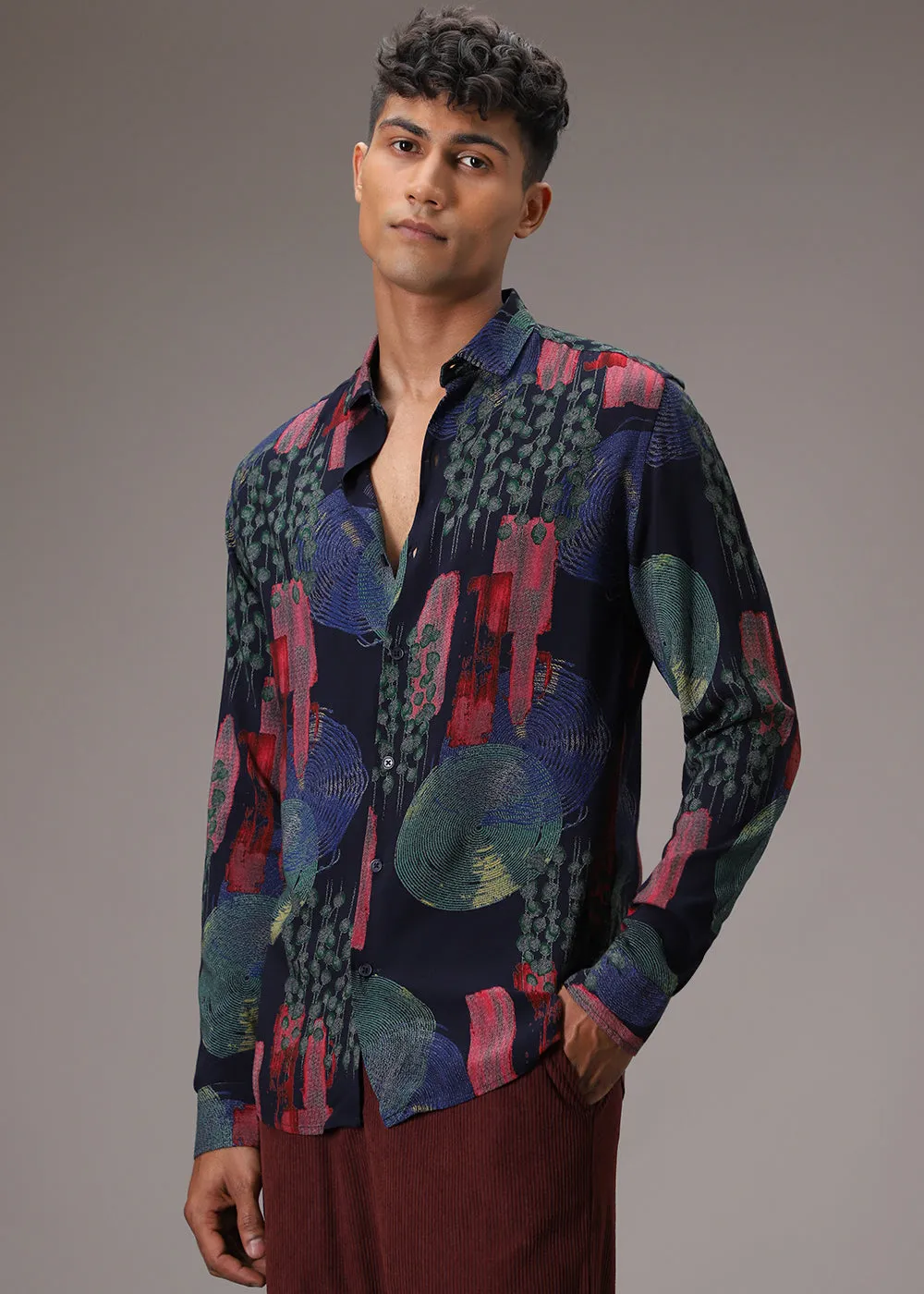 Circular Abstract Blue Feather Shirt