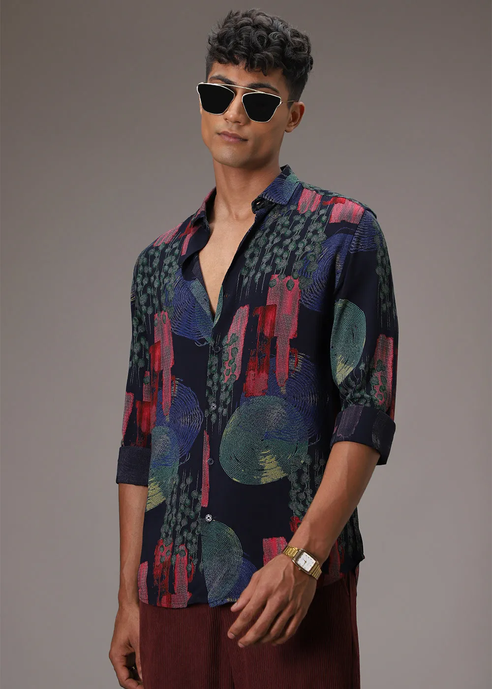 Circular Abstract Blue Feather Shirt