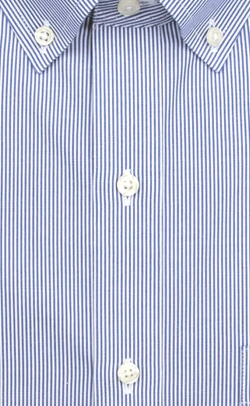 Classic Fit Blue Fine Line Button-Down Collar Supima® Cotton Non-Iron Pinpoint Oxford Dress Shirt (B/T)