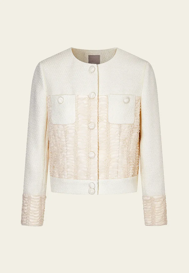 Crease-detail Patchwork Long Sleeves Jacket