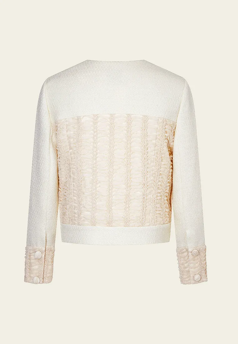 Crease-detail Patchwork Long Sleeves Jacket