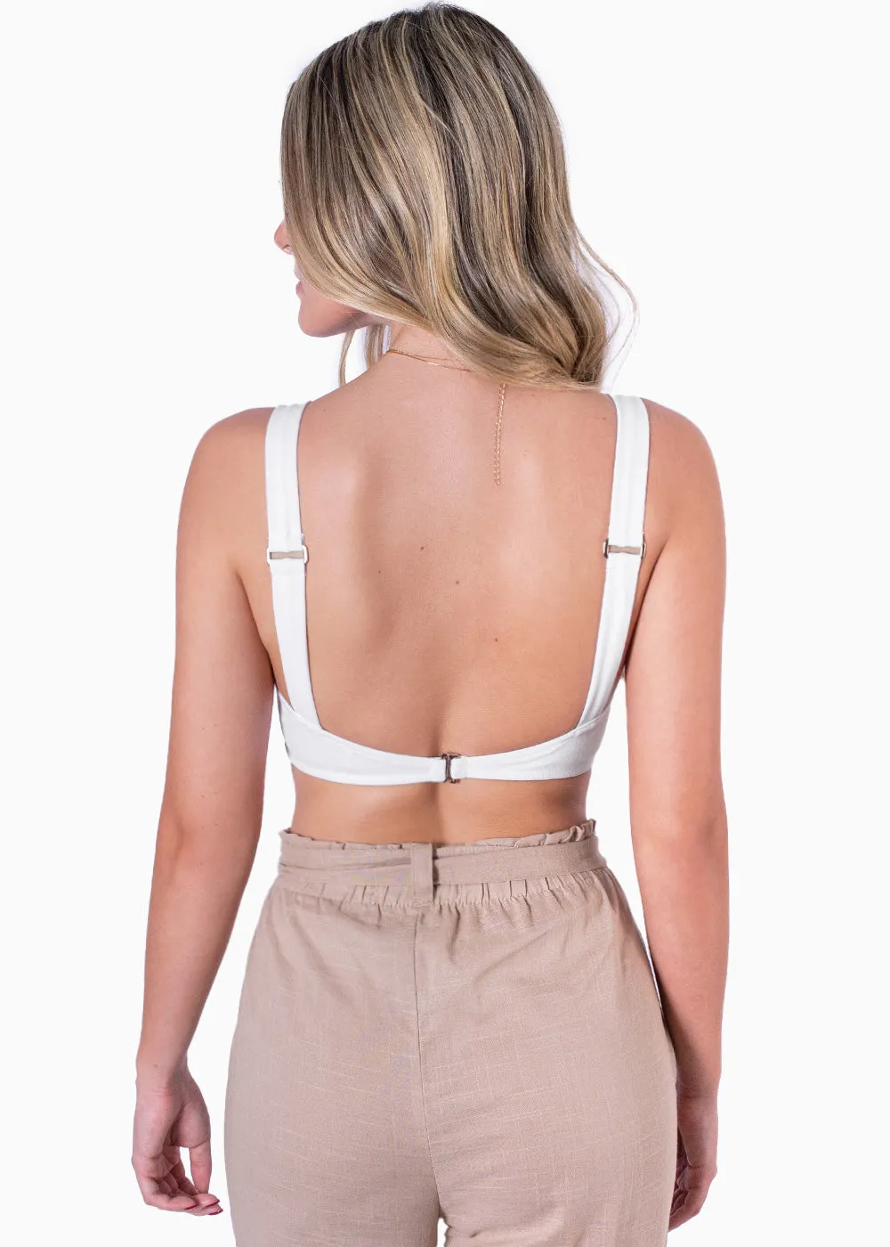 Crop top de tiras con abertura y escote cuadrado - NADDA