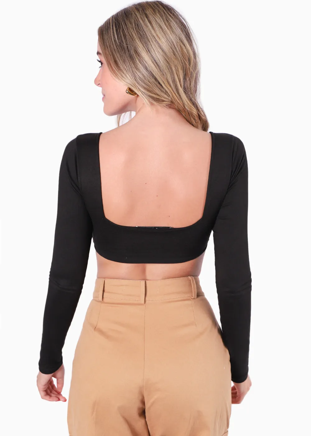 Crop top manga larga con varilla y escote cuadrado - ROSALINA