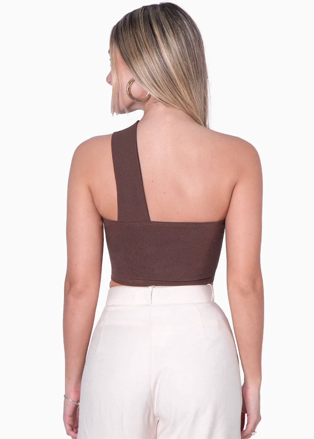 Crop top strapless con cut out y cargadera en diagonal - MALORIE