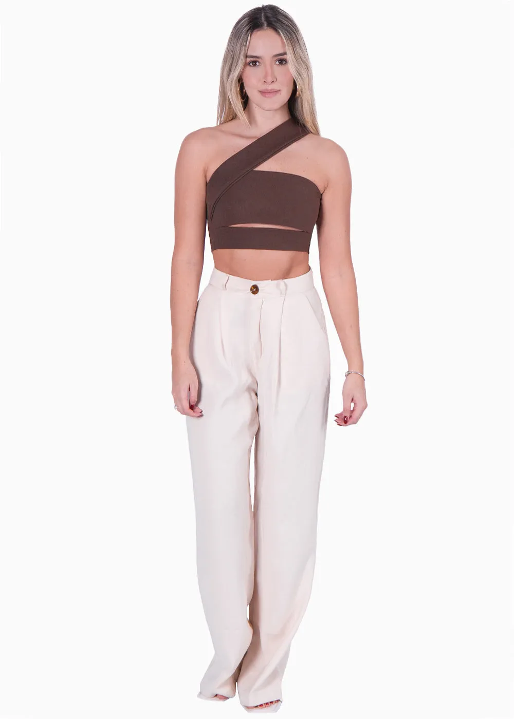 Crop top strapless con cut out y cargadera en diagonal - MALORIE