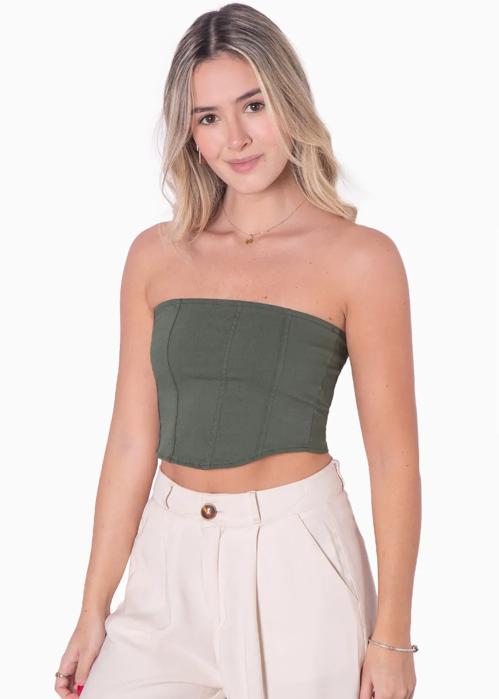 Crop top strapless tipo corset - MANETTE