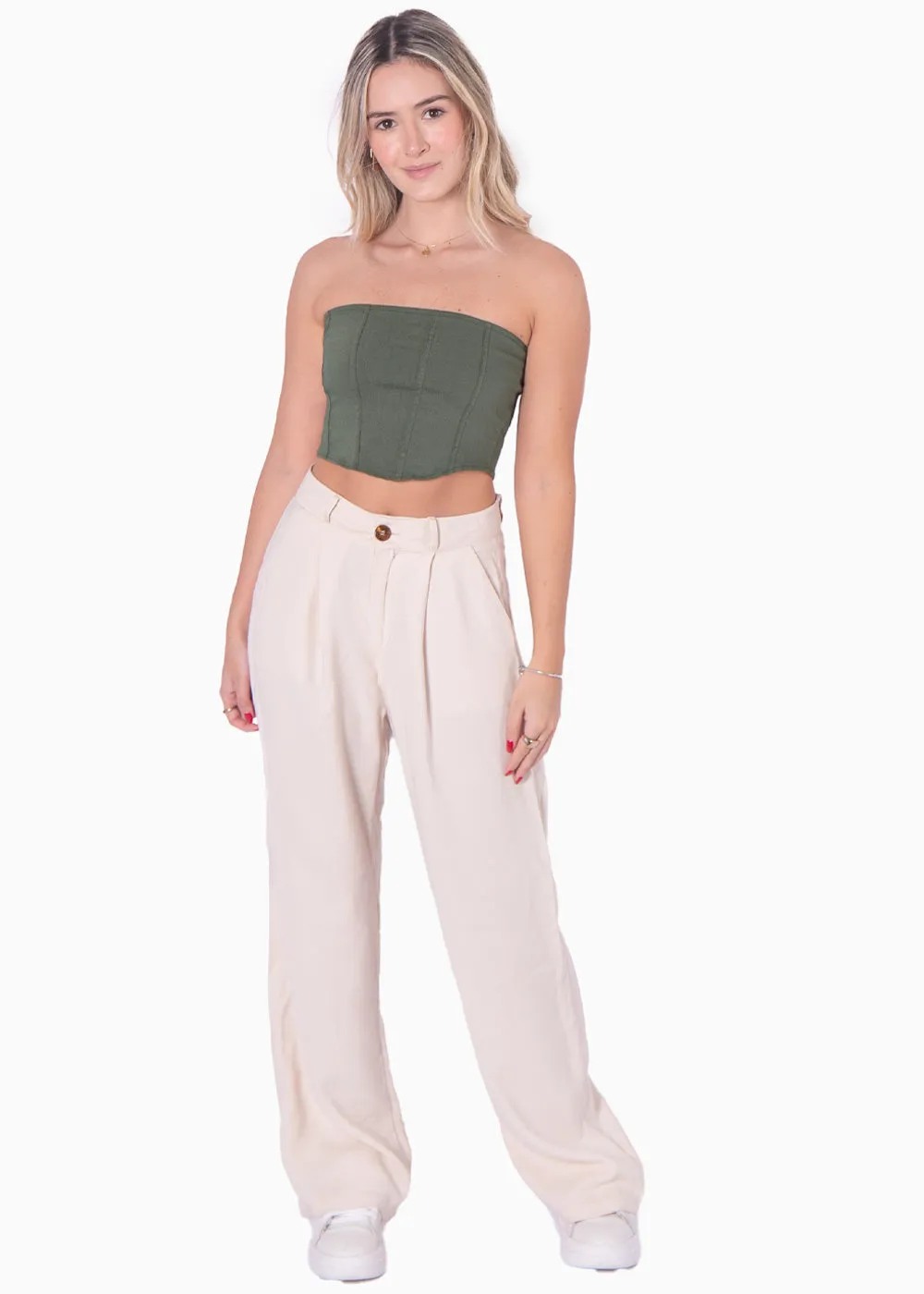Crop top strapless tipo corset - MANETTE