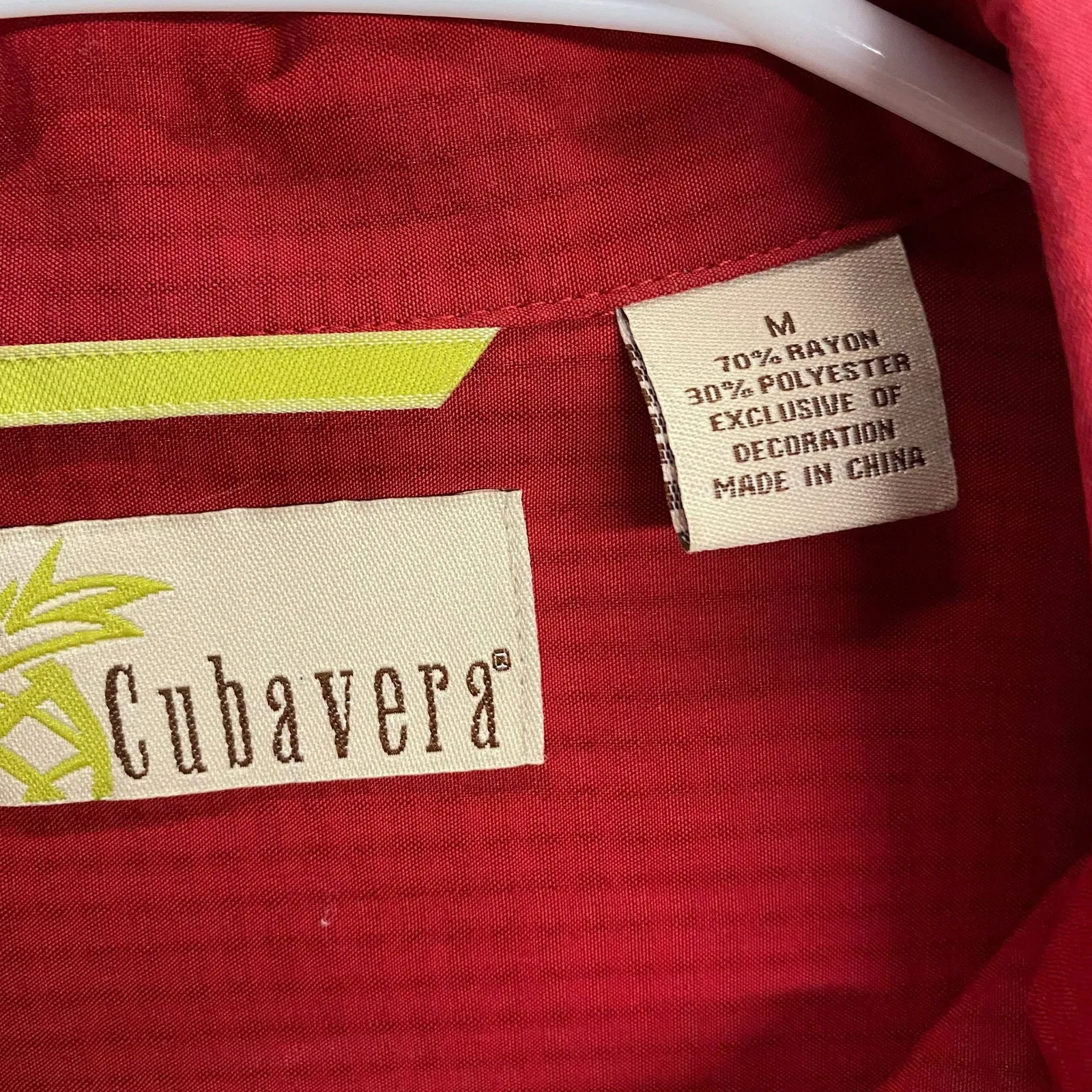 Cubavera Mens Size M Crimson Red ‘Sinfonia’ Casual Shirt Button-Up S/s Pre-Owned