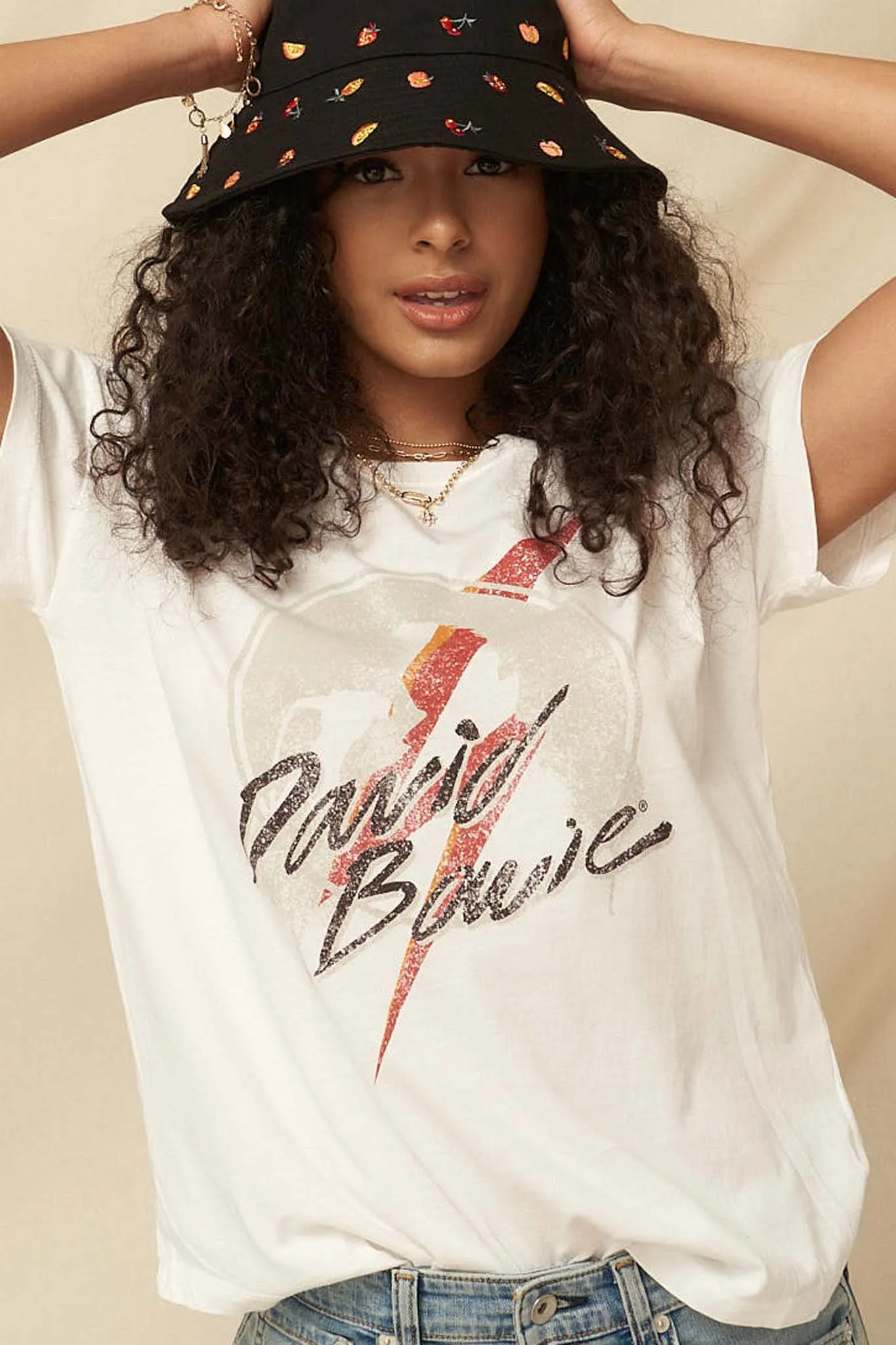 David Bowie Silhouette Vintage-Print Graphic Tee