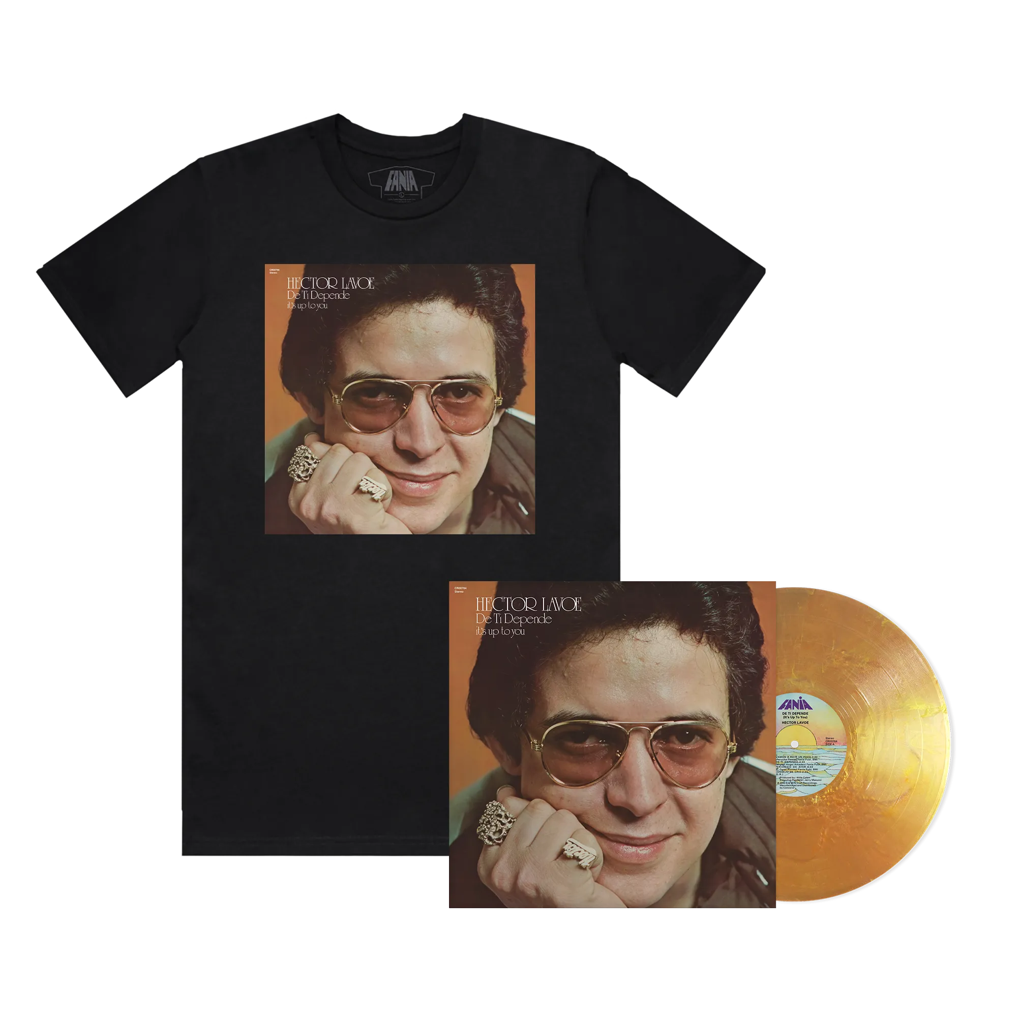 DE TI DEPENDE (180G ORO LIQUIDO COLOR LP – FANIA EXCLUSIVE   DE TI DEPENDE T-SHIRT)