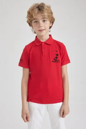 Defacto Boy's Red Ataturk Printed Short Sleeve Cotton T-Shirt