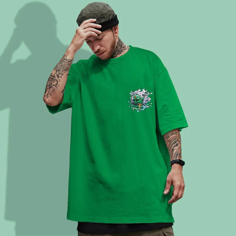 Demon devil ghost Pain Printed T Shirt Men Retro Washed oversized Tops Tees Harajuku Tshirt Streetwear Hip Hop Male T-shirts