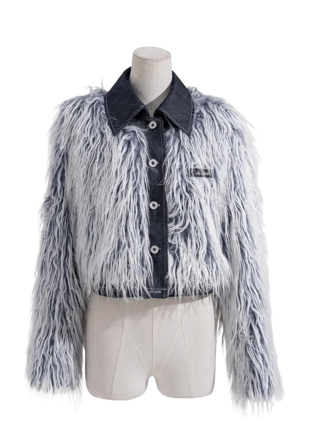 Denim Patchwork Fur Jacket