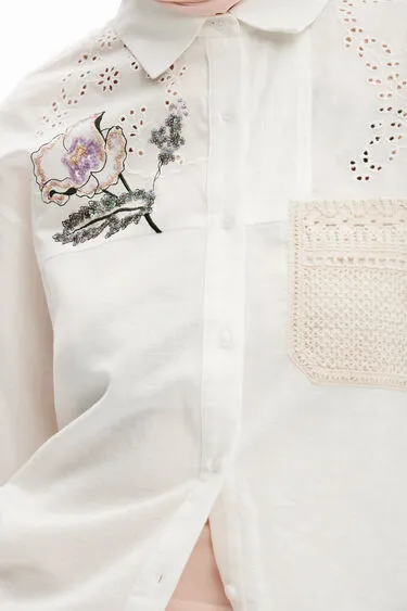 Desigual Crochet Detail Shirt - Off White