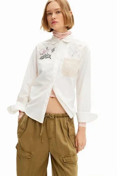 Desigual Crochet Detail Shirt - Off White