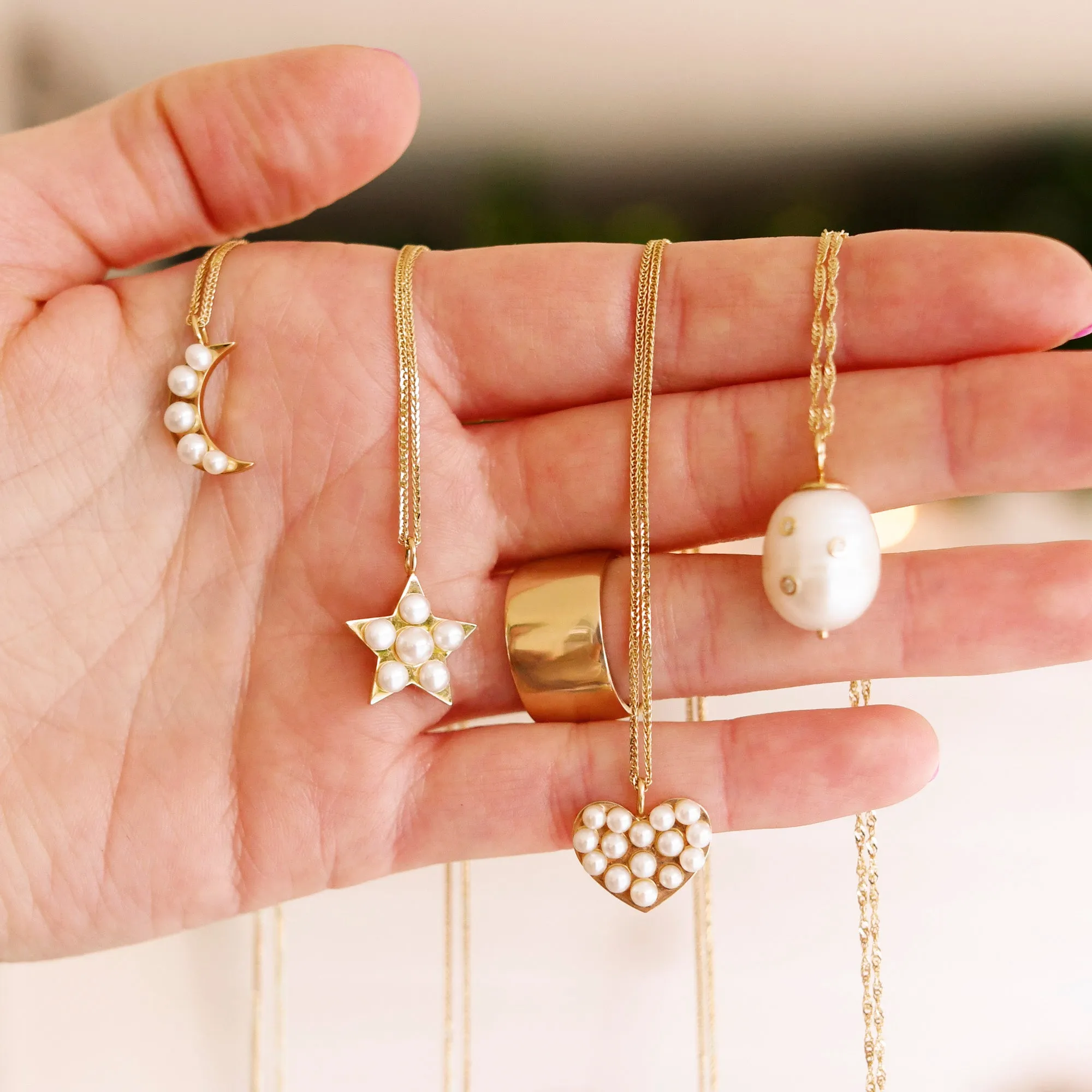 Diamond Baroque Pearl Drop Necklace