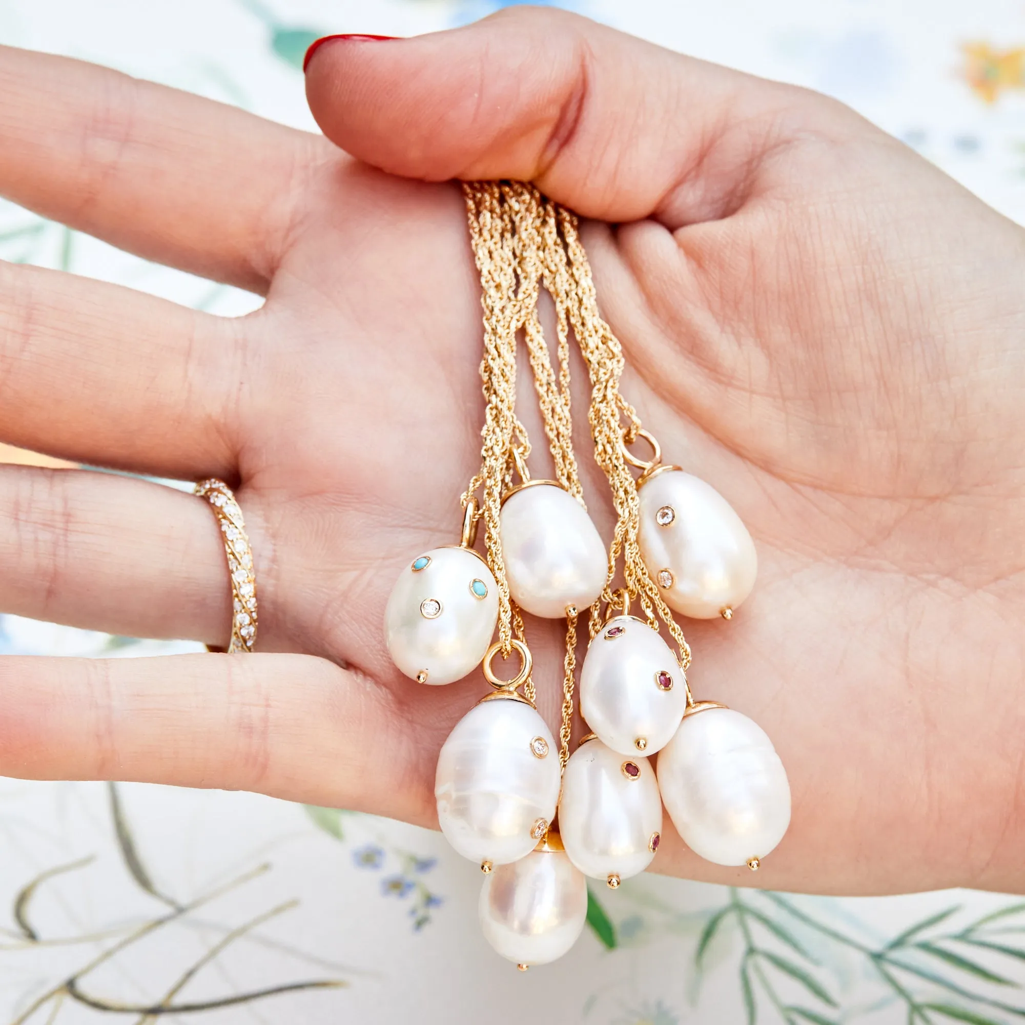 Diamond Baroque Pearl Drop Necklace