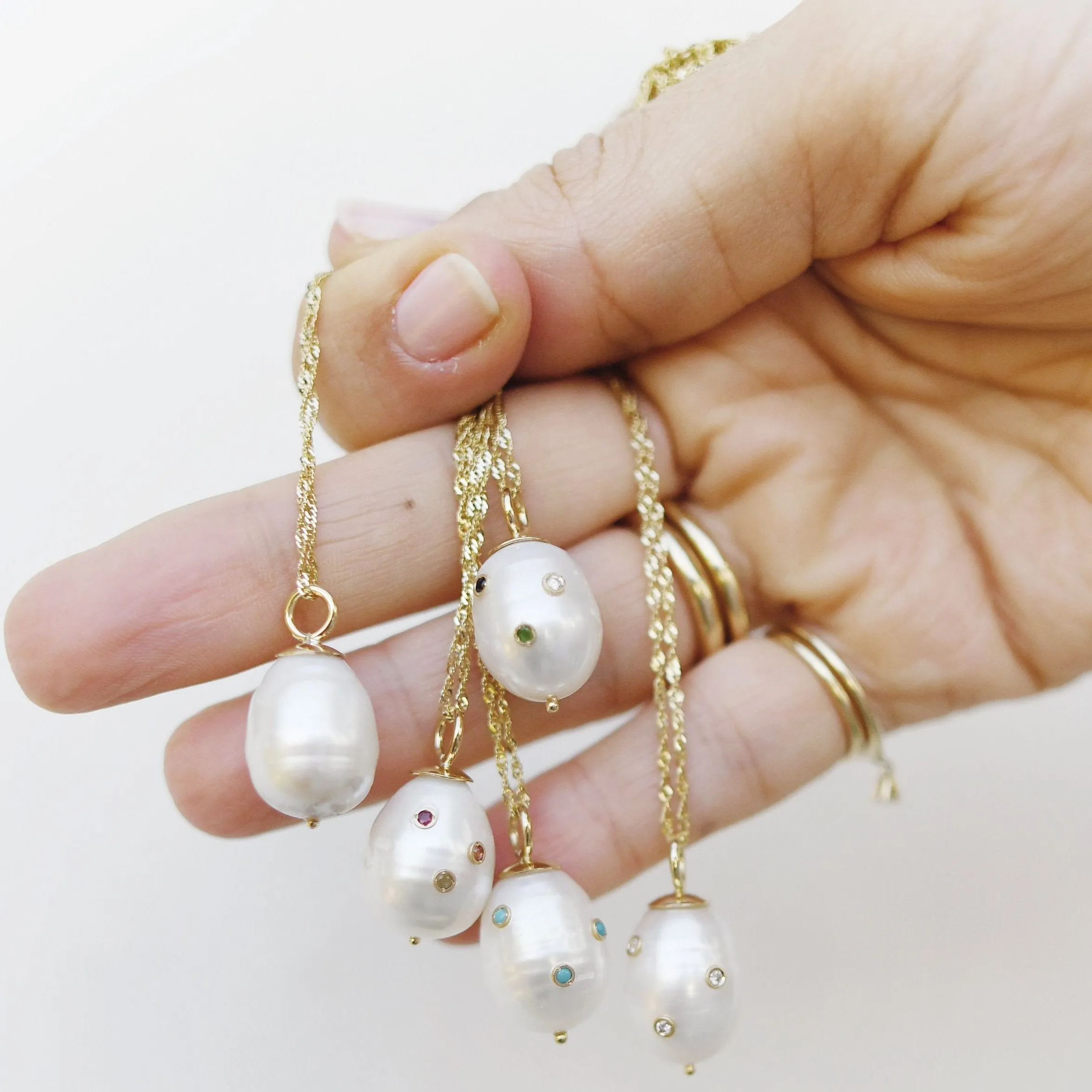 Diamond Baroque Pearl Drop Necklace