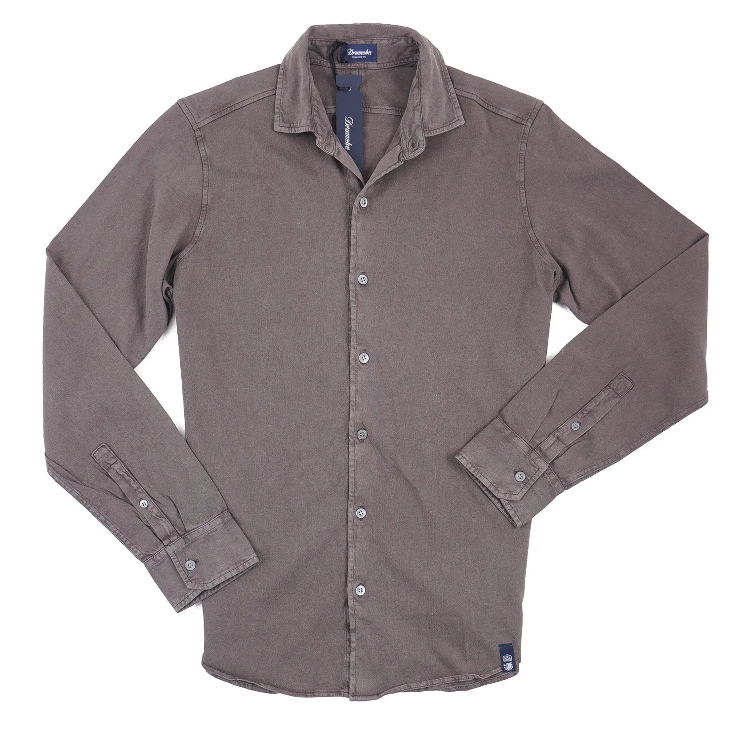 Drumohr Long Sleeve Jersey Cotton Polo Shirt