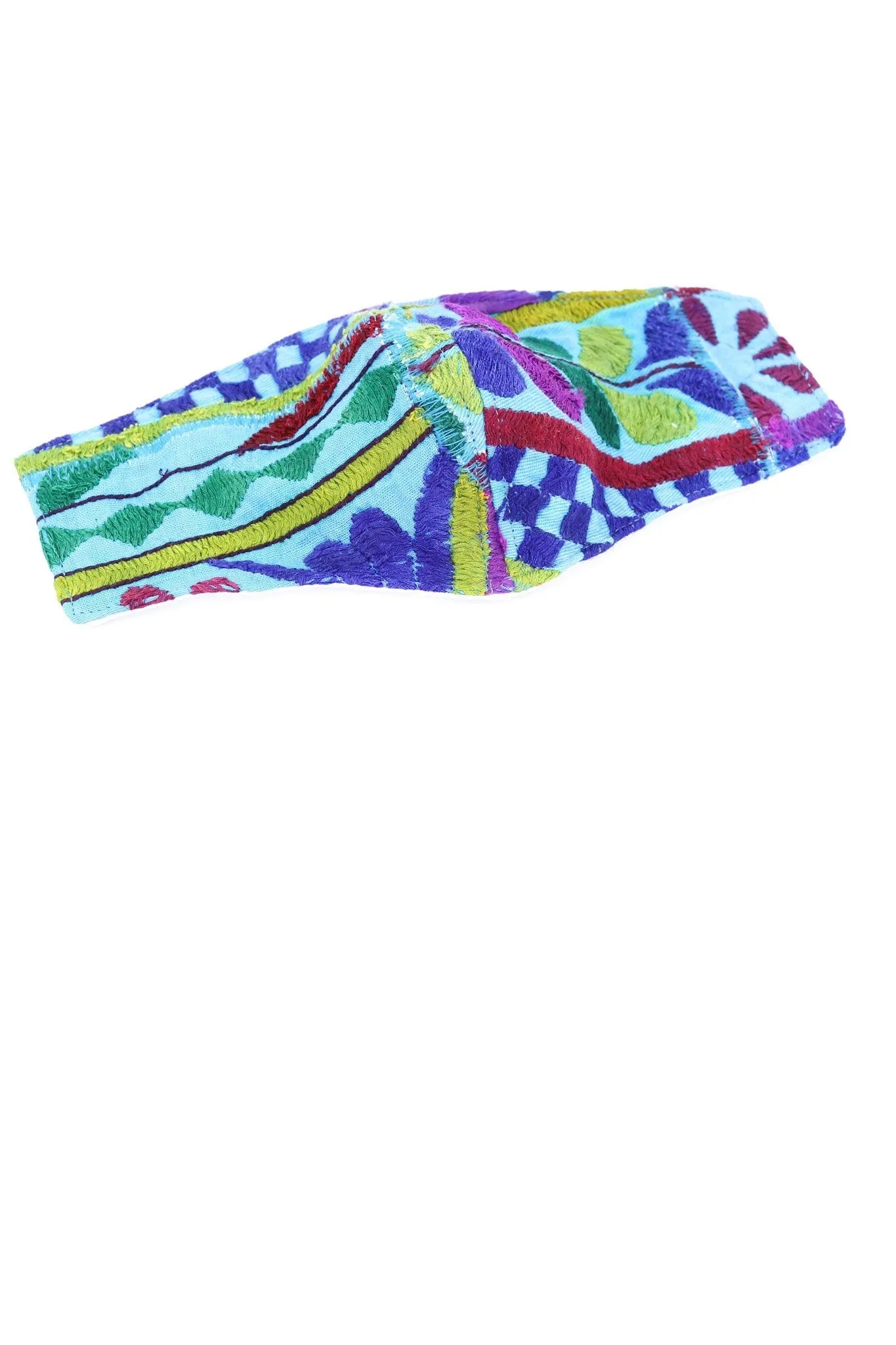 EMBROIDERED PATCHWORK FACE MASK GIVA (TURQUOISE)