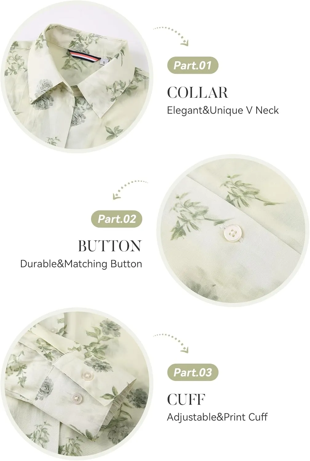 Esabel.C Womens Dress Shirts Cotton Long Sleeve Regular Fit Stretch Button Down Blouse