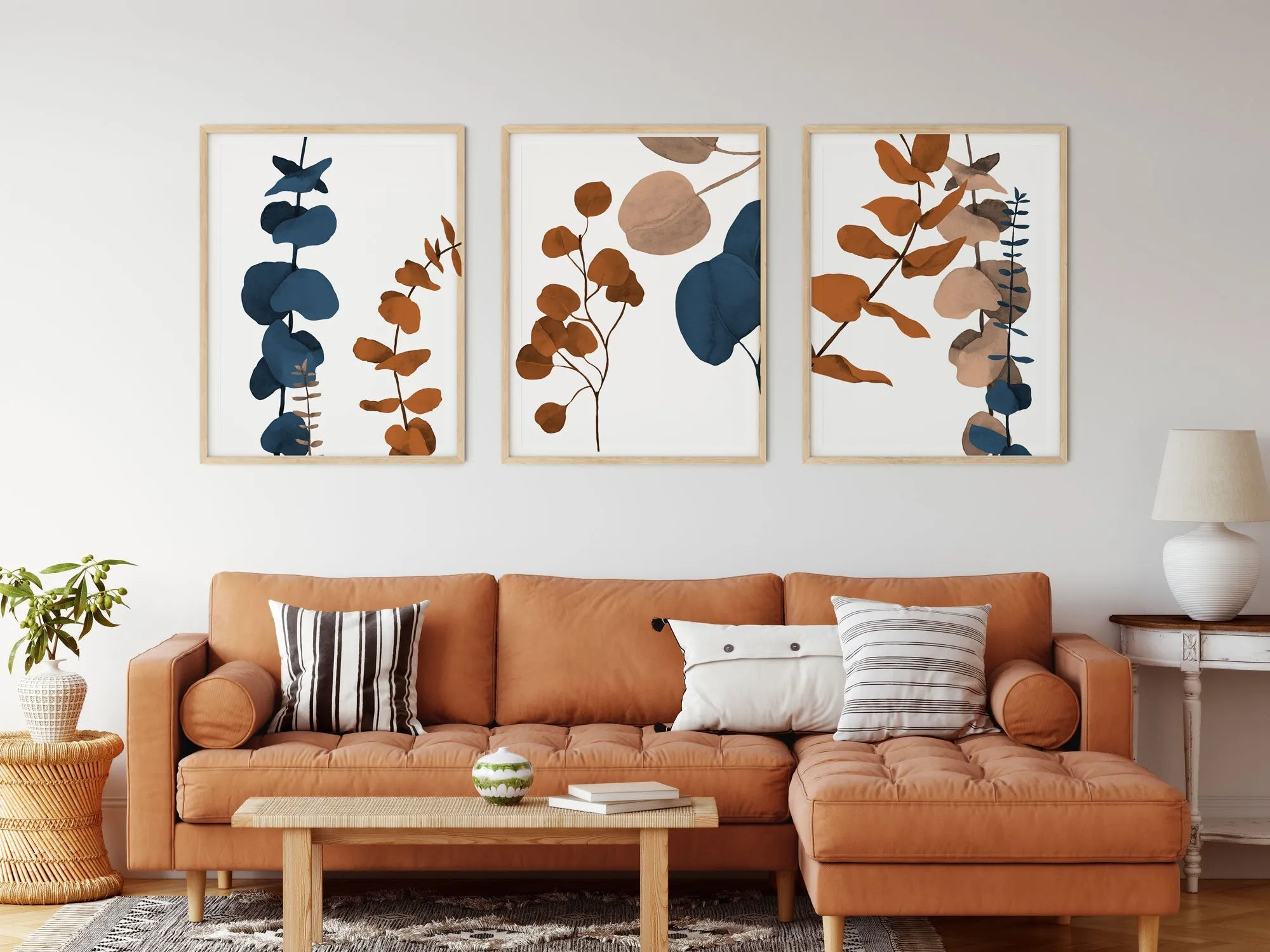 Eucalyptus Leaves Wall Art with Terracotta