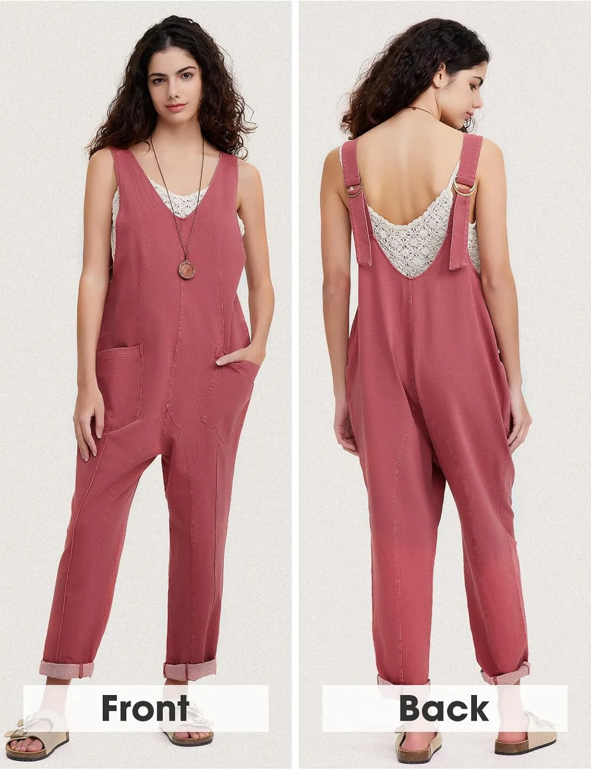 EXLURA Women Summer High Roller Denim Jumpsuits Casual Loose Beach Vacation Trendy Fashion Overalls Jeans Romper Pockets 2025