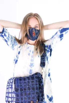 FACE MASK INDIGO PATCHWORK EMBROIDERED