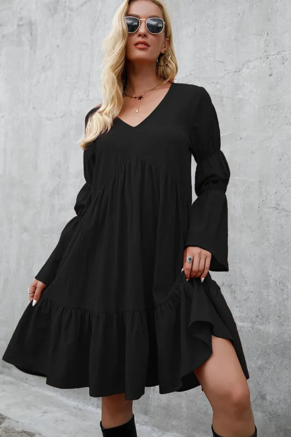 Fashion Solid Color Trendy V Neck Sleeveless Dress