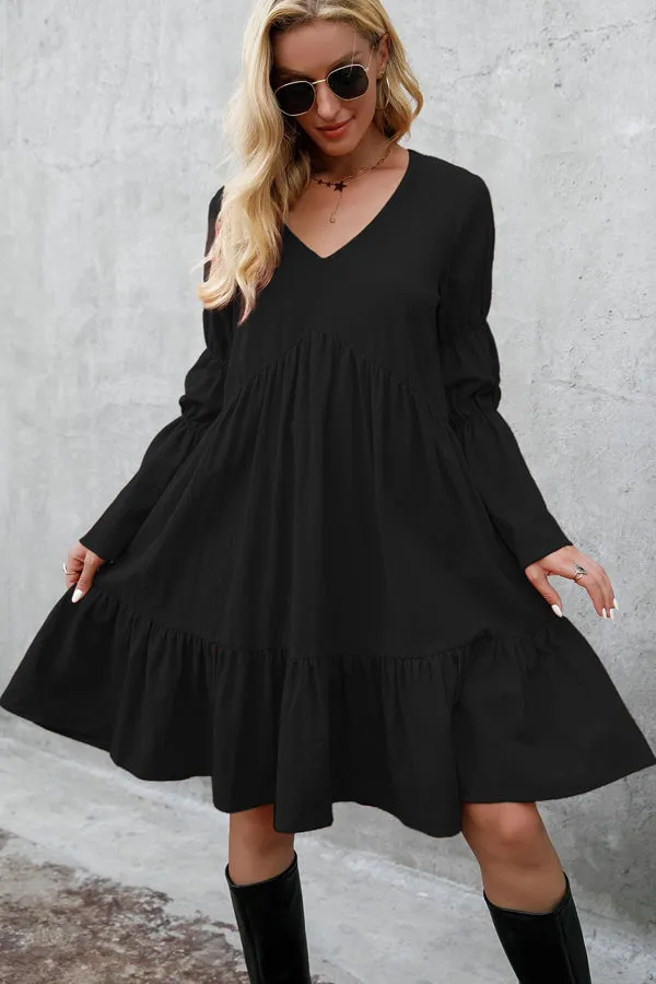 Fashion Solid Color Trendy V Neck Sleeveless Dress