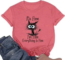 Fine Funny Cat Printed Women's Short Sleeve T-Shirt